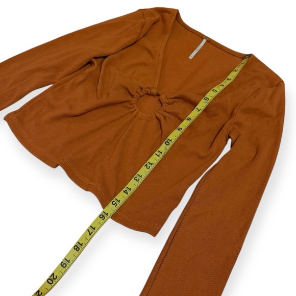 Free People Key To My Heart Scrunch Ring Long Sleeve Crop Top Orange Y2K Size S - Picture 5 of 8